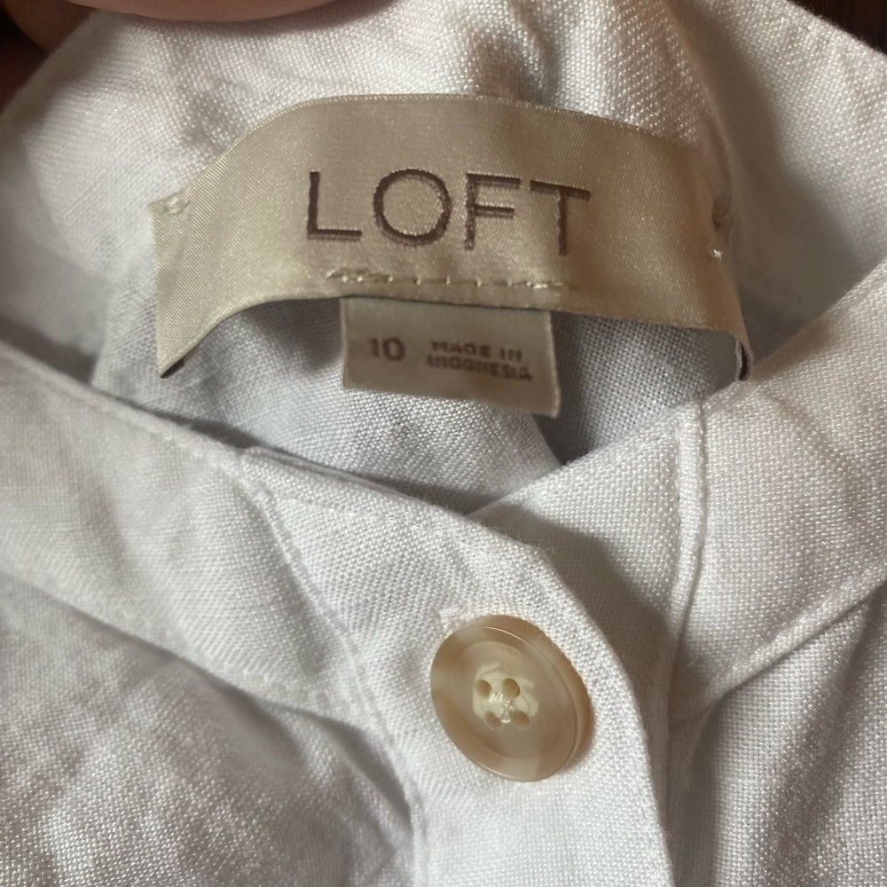 Loft Linen Blend‎ Strappy Button Flare Dress - Picture 6 of 6